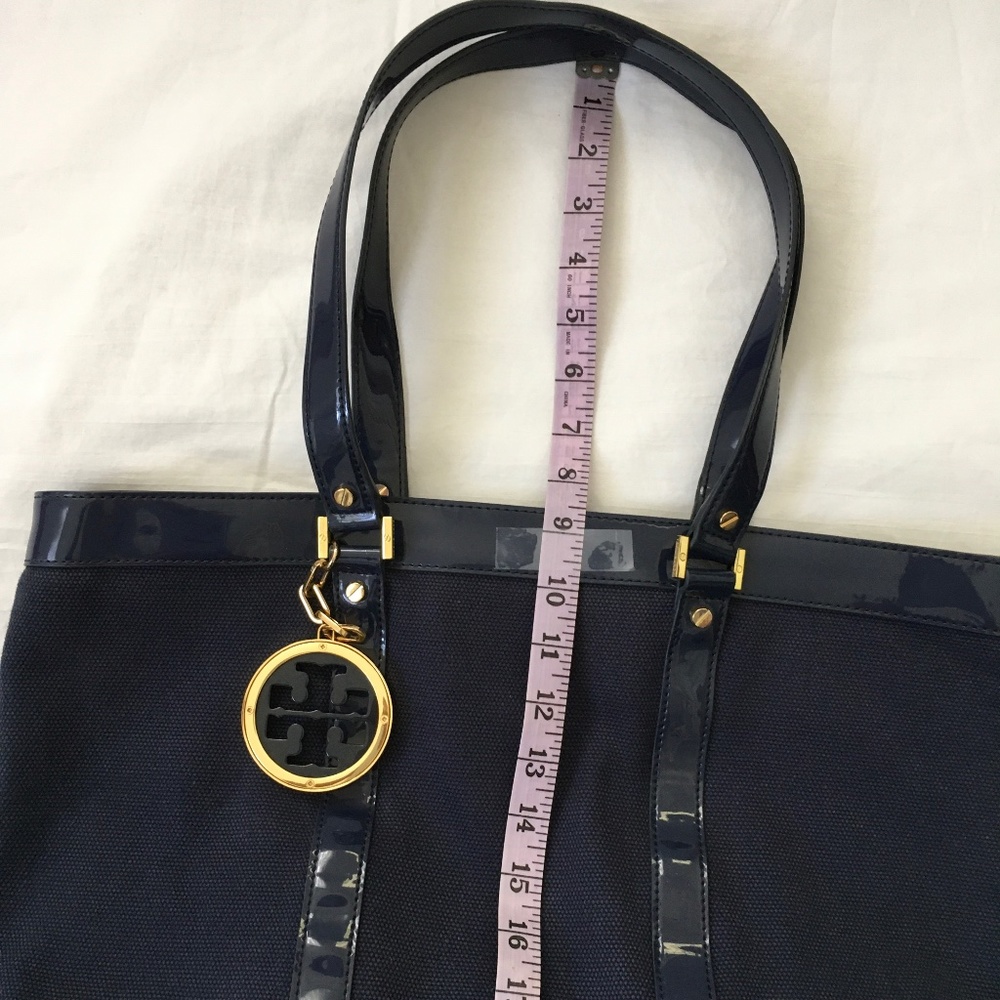 TORY BURCH Vintage Janey Tote Navy Blue - Picture 8 of 9